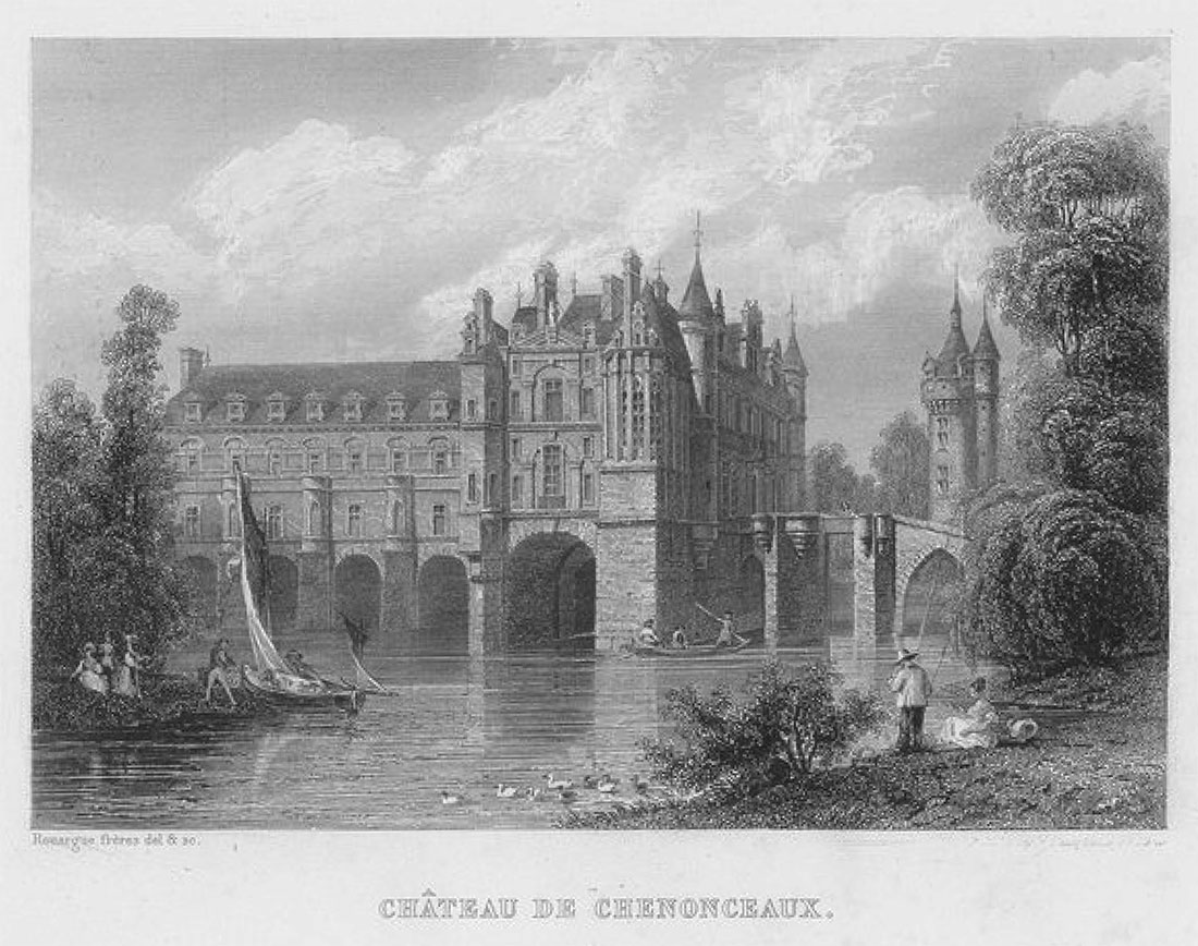 Chenonceau, das Schloss der Damen, spiegelt sich im Cher