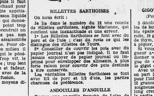 Recette de rillettes Sarthoises