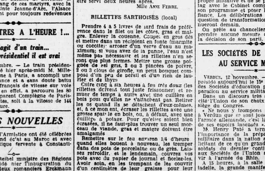 Recette de rillettes Sarthoises